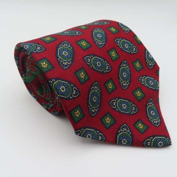 Tommy Hilfiger Other - Tommy Hilfiger Tie Silk Red Green Blue 4" Wide 57" Long Two Toned